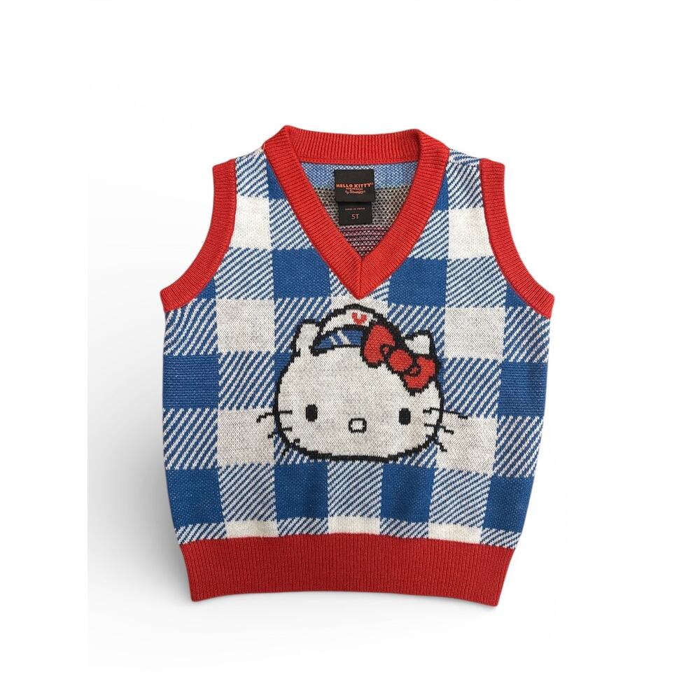Toddler 5T Sanrio Hello Kitty Gingham Knit Sweater Vest